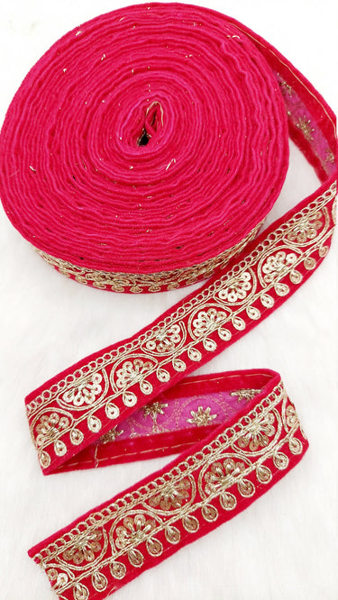 Floral Embroidered Velvet Fabric Sequins Trim Indian Sari Border, Sequin Trimming, Sequinned Lace